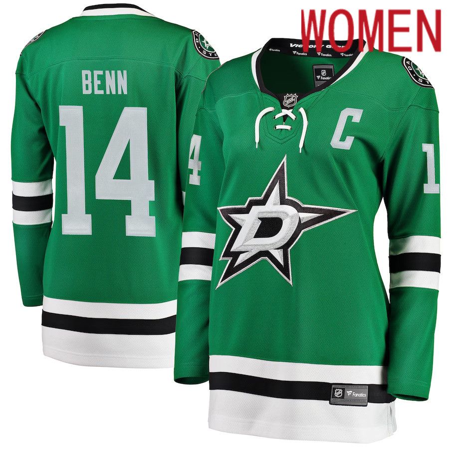 Women Dallas Stars 14 Jamie Benn Fanatics Branded Green Home Breakaway Player NHL Jersey